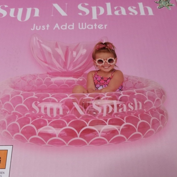 New Sun N Splash Pink Mermaid Inflatable Kiddie Pool – Summer Fun for Kids - Picture 8 of 8